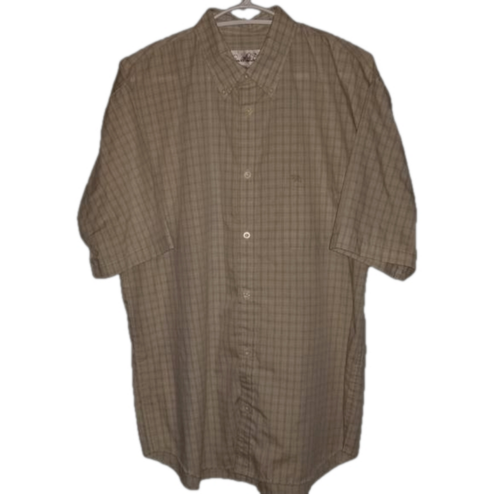 Arnold Palmer Beige Short Sleeve Button Down Golf Shirt Size M AP3